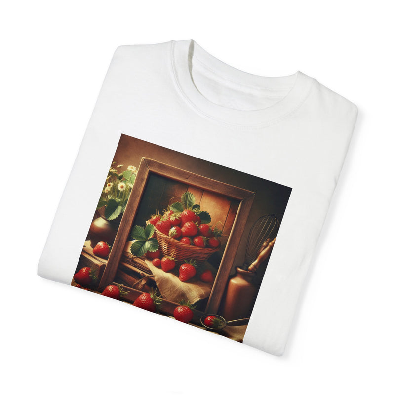 Strawberries Framed Unisex Garment-Dyed T-shirt