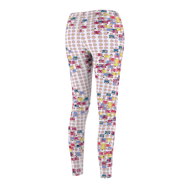 Dots Variety & Petals Women's Cut & Sew Casual Leggings (AOP)