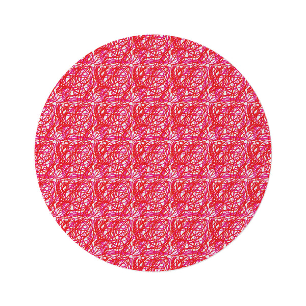 Pink Red Swirly Round Rug