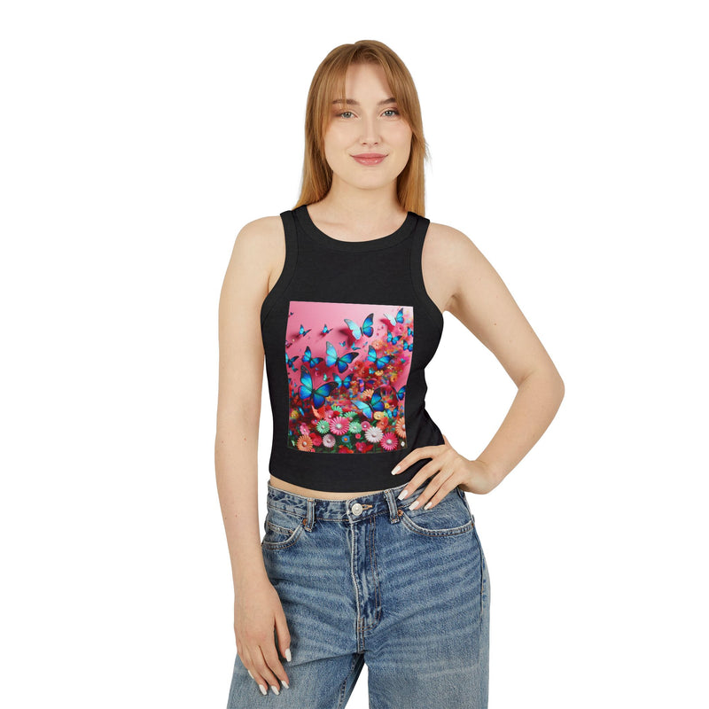 Butterflies In Pink Women's Micro Rib Racer Tank Top