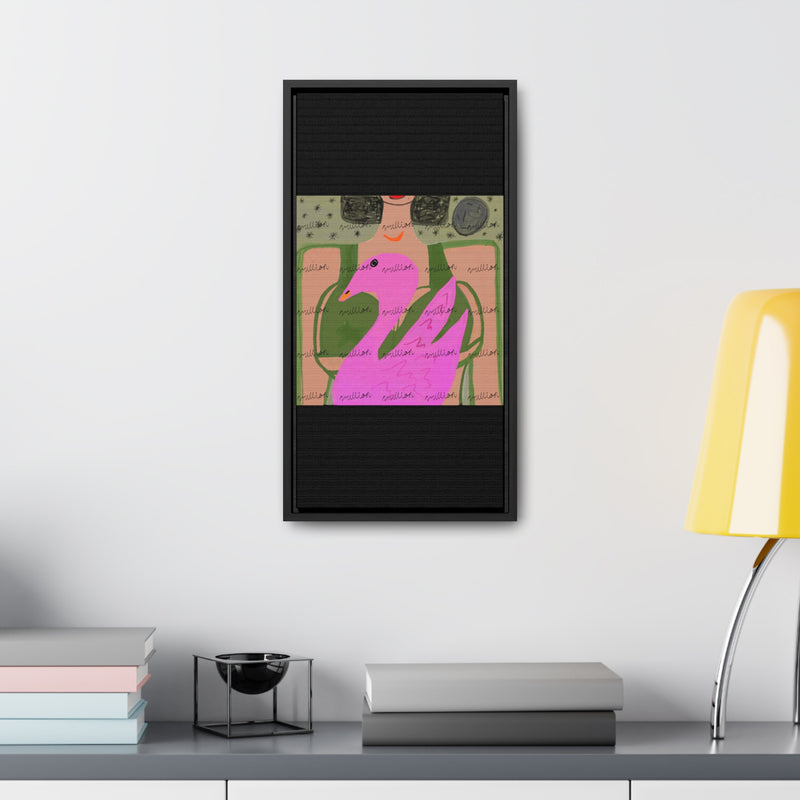 Lady & Flamingo Vertical Frame