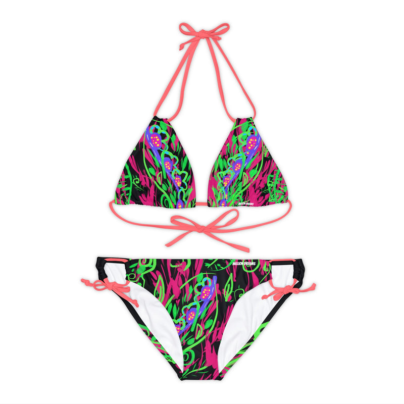 Leafs Neon Strappy Bikini Set (AOP)