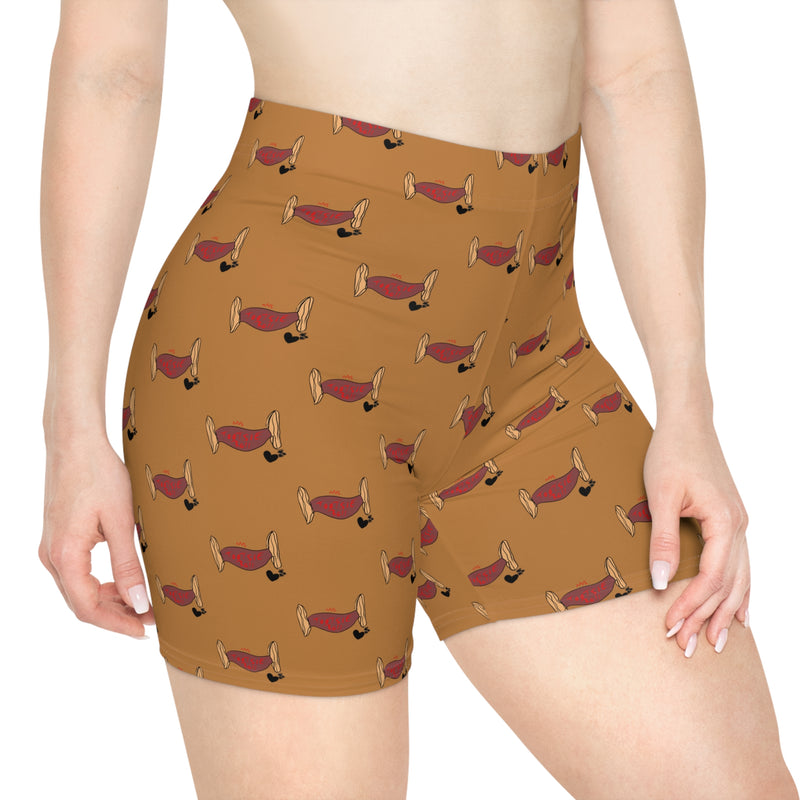 Mrs.Tootsie Roll Light Brown Women's Biker Shorts (AOP)