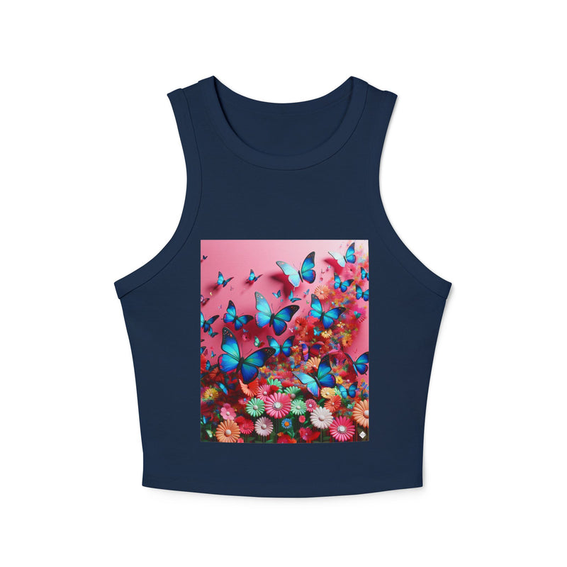 Butterflies In Pink Women's Micro Rib Racer Tank Top