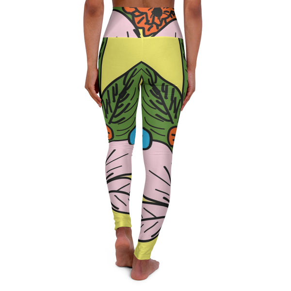 Yellow Flora High Waisted Yoga Leggings