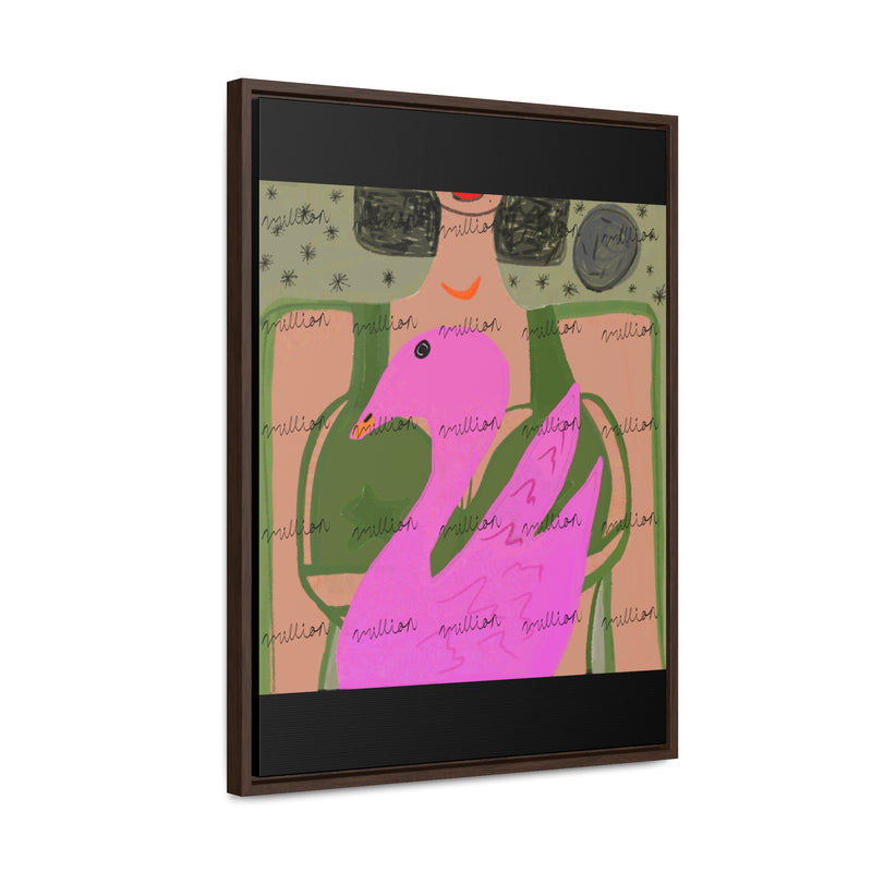 Lady & Flamingo Vertical Frame