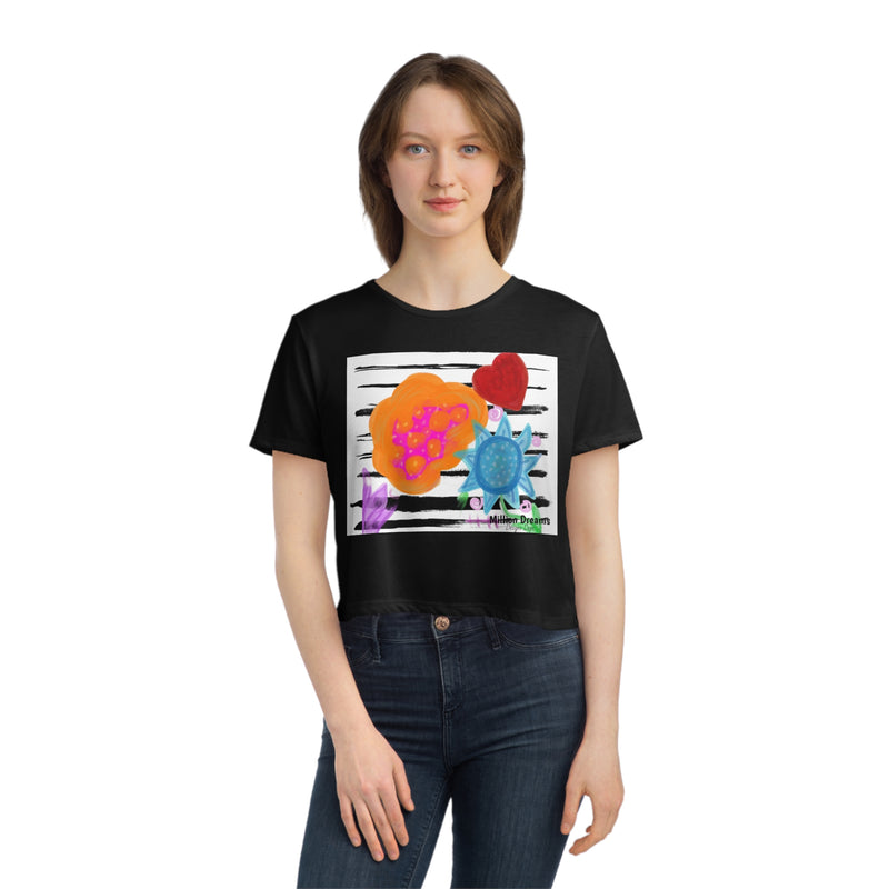 Paint Garden2 Women's Flowy Cropped Tee