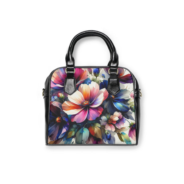 Bold Watercolor Flowers Shoulder Handbag