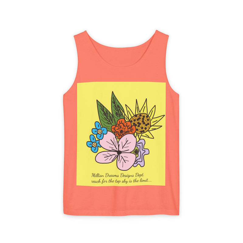 Yellow Flora Unisex Garment-Dyed Tank Top