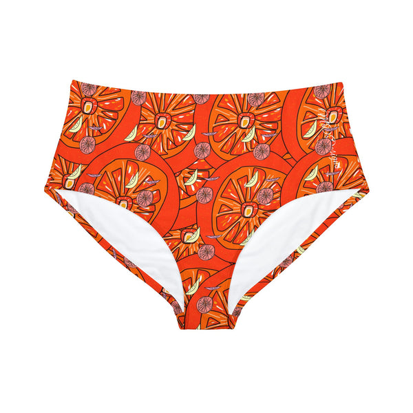 Tangie Orange 2.0 High-Waist Hipster Bikini Bottom (AOP)