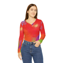 Floral Breeze Women's Long Sleeve V-neck Shirt (AOP)