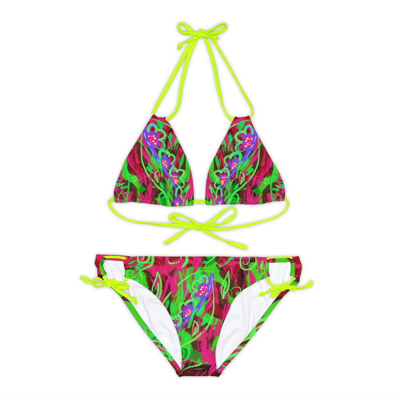 Leafs Neon & Tye Dye Strappy Bikini Set (AOP)