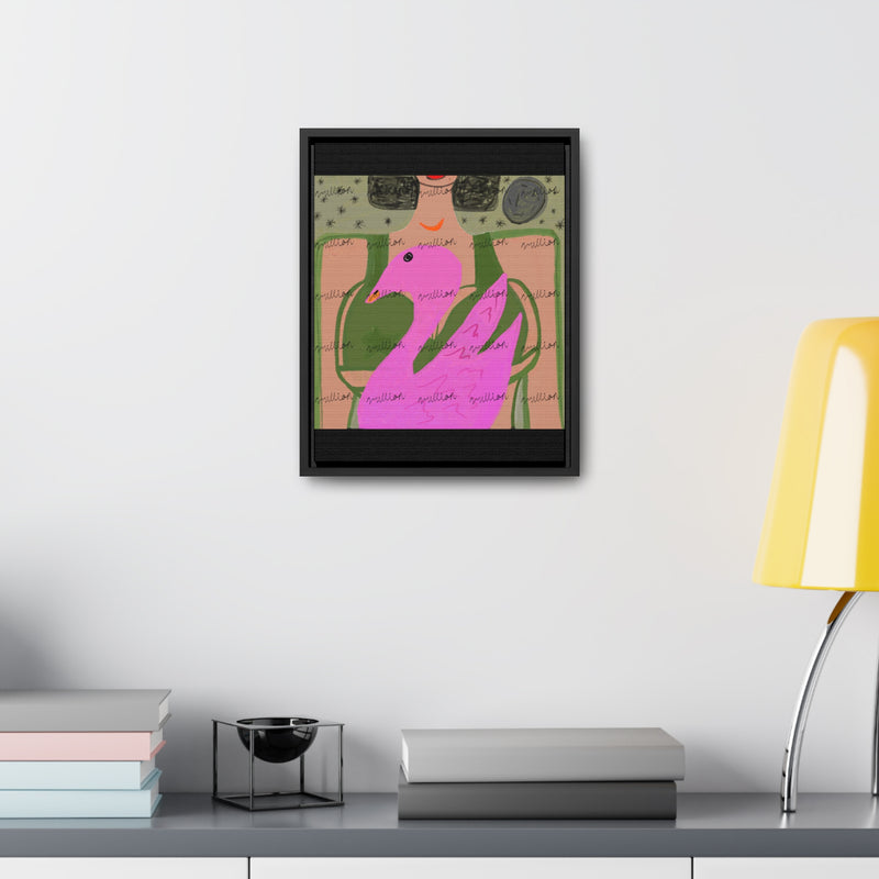 Lady & Flamingo Vertical Frame