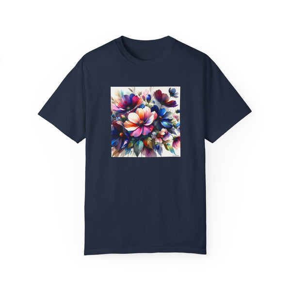 Bold Watercolor Flowers Unisex Garment-Dyed T-shirt