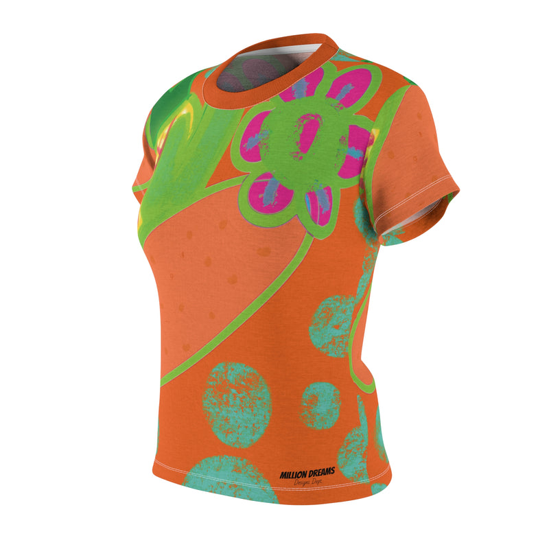 Neon Beach Vibe Women's Cut & Sew Tee (AOP)