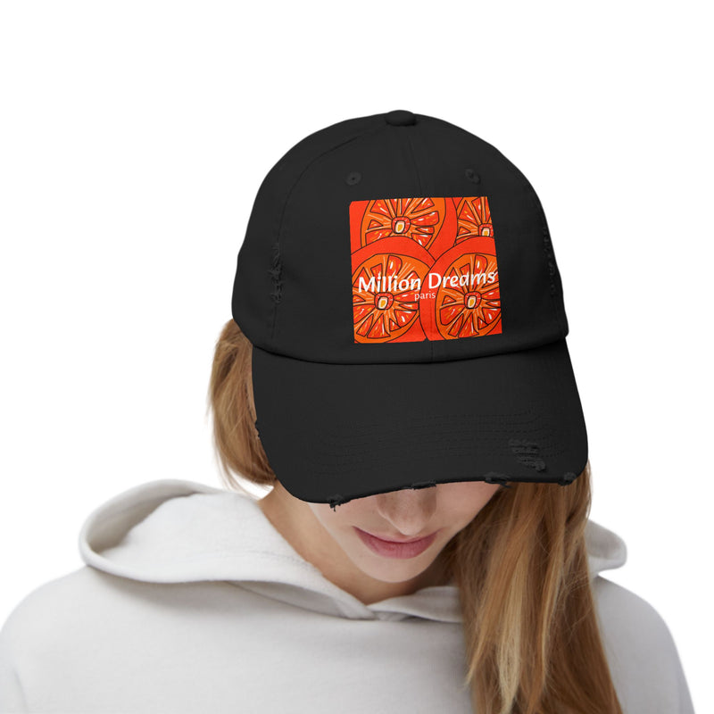 Tangie Orange Unisex Distressed Cap