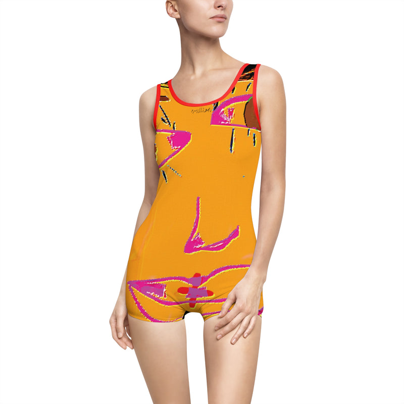 Face Graphic Women's Vintage Swimsuit (AOP)