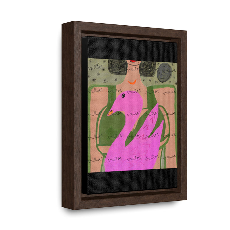 Lady & Flamingo Vertical Frame