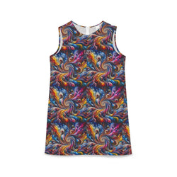 Psychedelic Print A-line Sleeveless Dress (AOP)