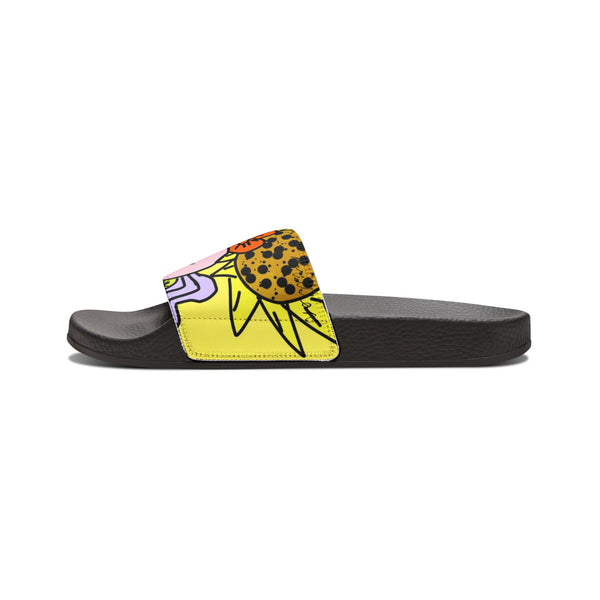 Yellow Flora PU Slide Sandals