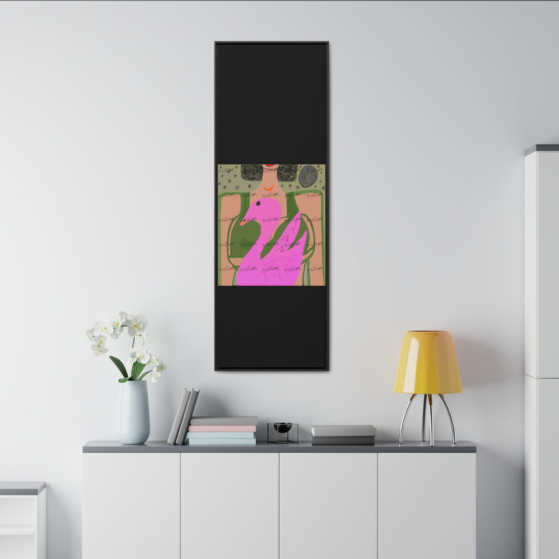 Lady & Flamingo Vertical Frame