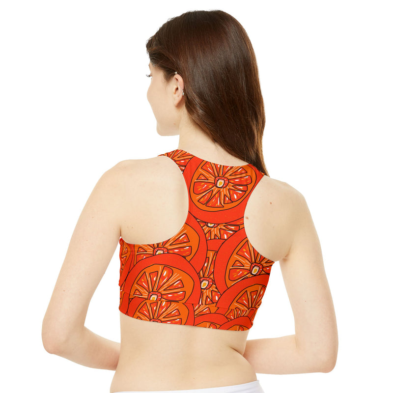 Tangie Orange High Neck Crop Bikini Top (AOP)