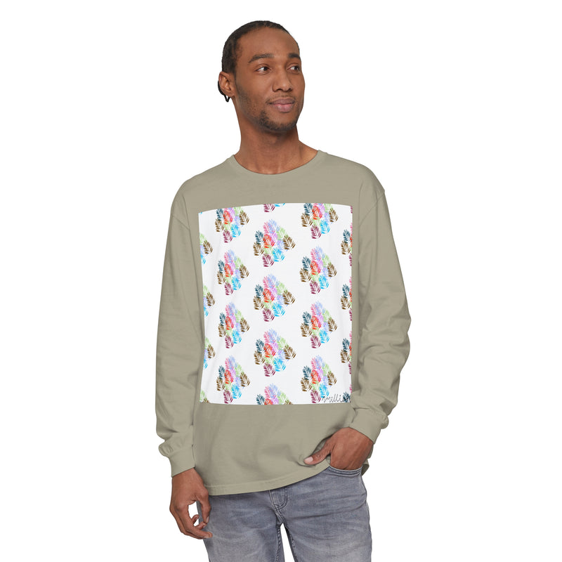 Diff Color Leafs Unisex Garment-dyed Long Sleeve T-Shirt