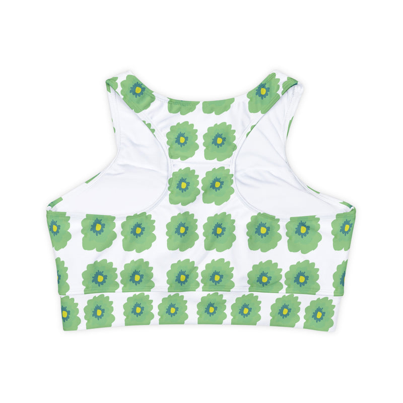 Flower Bloom Green  Bold Fully Lined, Padded Sports Bra (AOP)