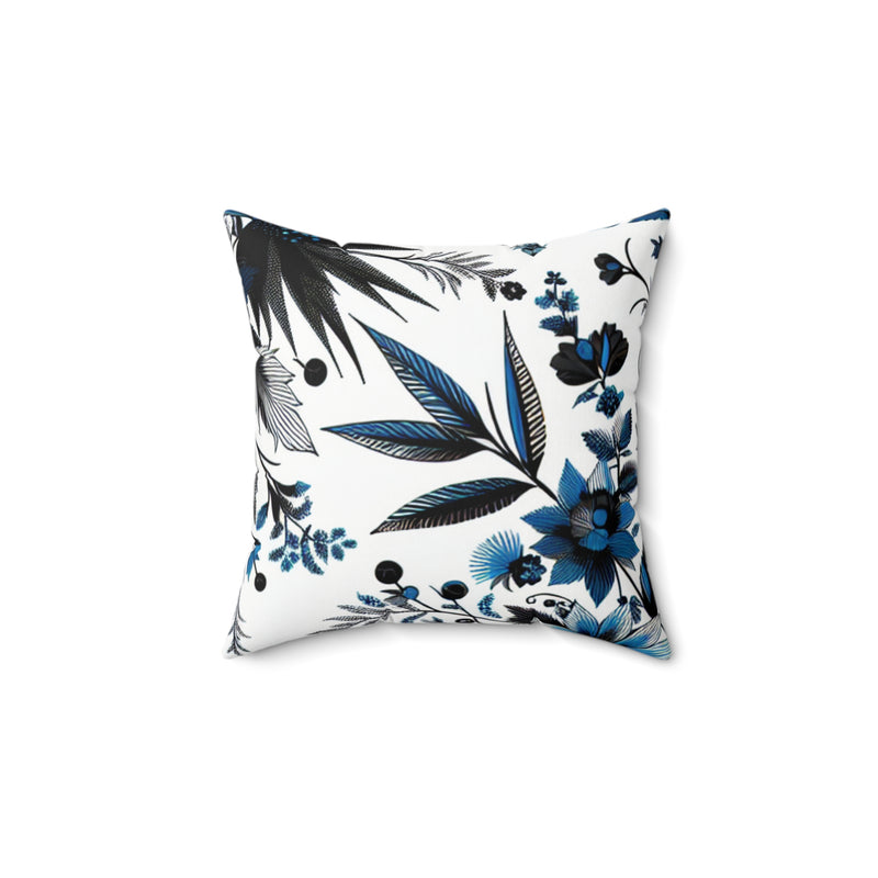 Small Floral Print Spun Polyester Square Pillow