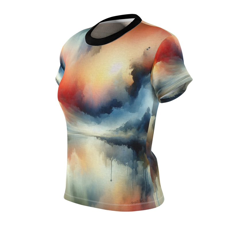 Watercolor Design Women's Cut & Sew Tee (AOP)