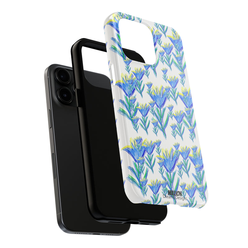 Blue Flower AOP Tough Phone Case