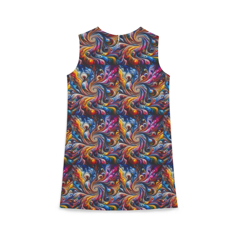 Psychedelic Print A-line Sleeveless Dress (AOP)