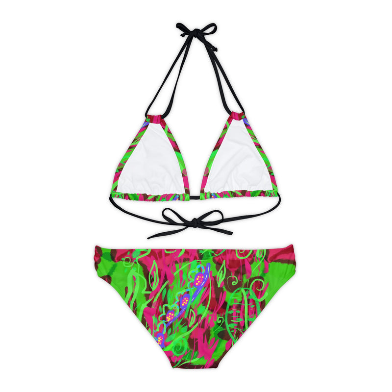 Leafs Neon & Tye Dye Strappy Bikini Set (AOP)