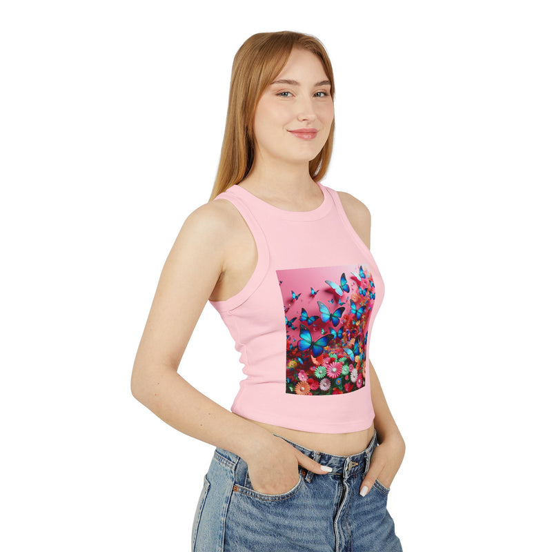 Butterflies In Pink Women's Micro Rib Racer Tank Top