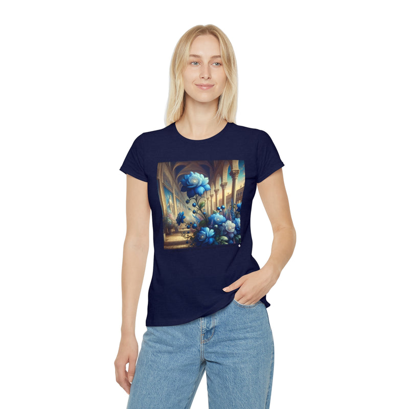 Women's Iconic T-Shirt - Sapphire Flowers Renaissance Background Design