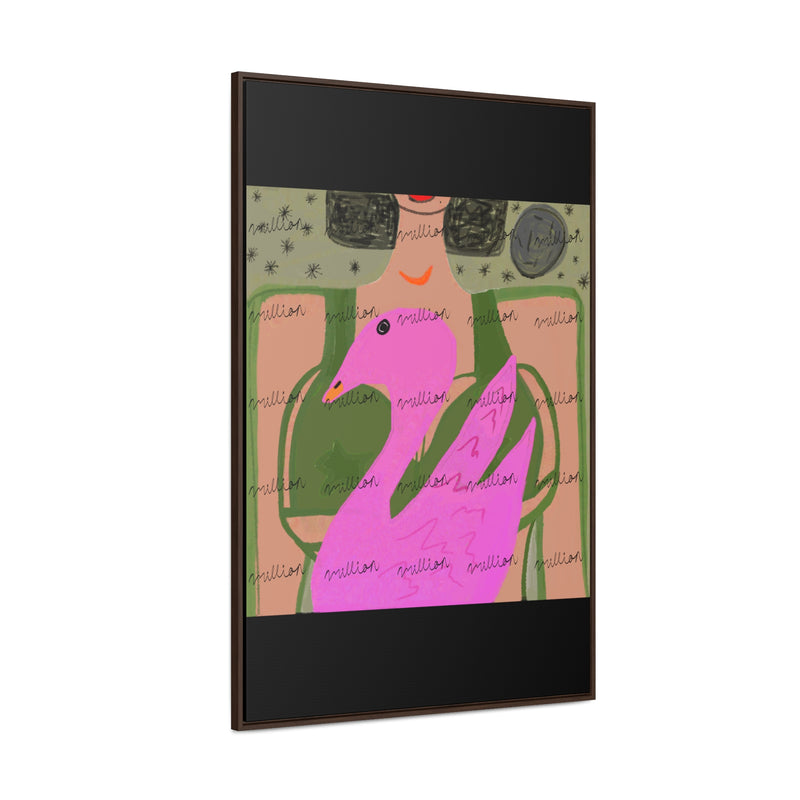 Lady & Flamingo Vertical Frame