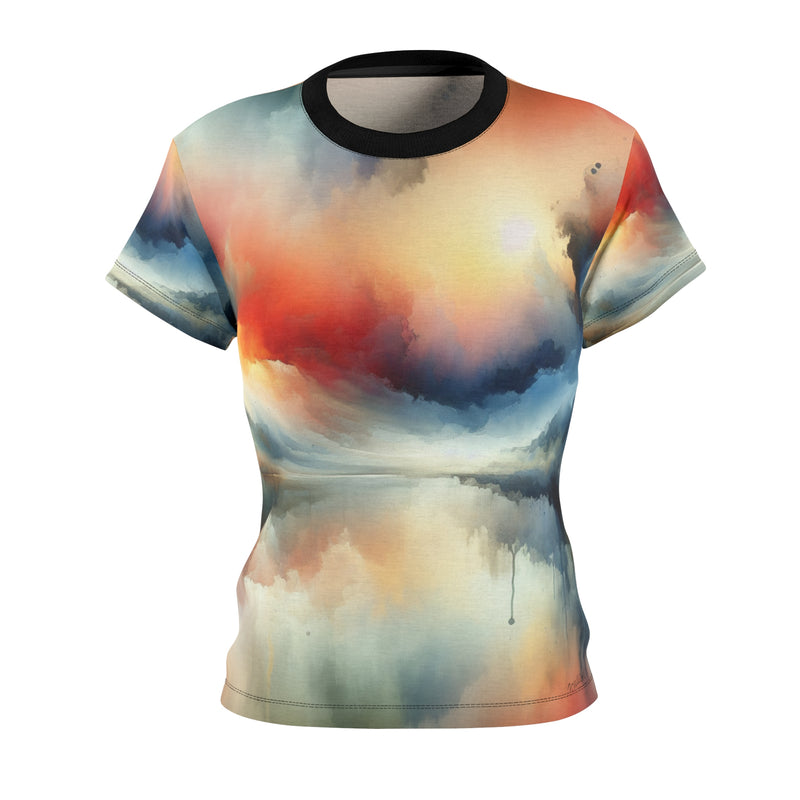 Watercolor Design Women's Cut & Sew Tee (AOP)