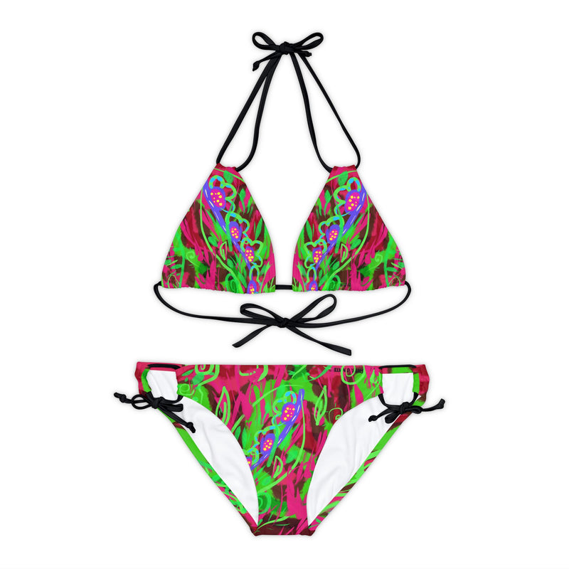 Leafs Neon & Tye Dye Strappy Bikini Set (AOP)