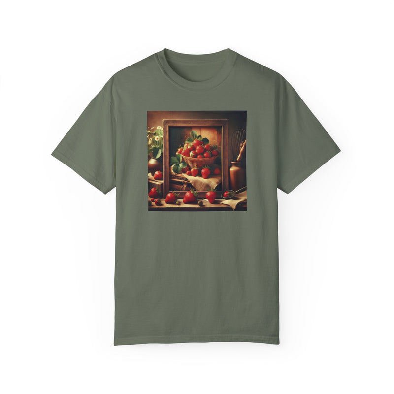 Strawberries Framed Unisex Garment-Dyed T-shirt