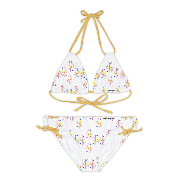 Blue Hearts Strappy Bikini Set (AOP)