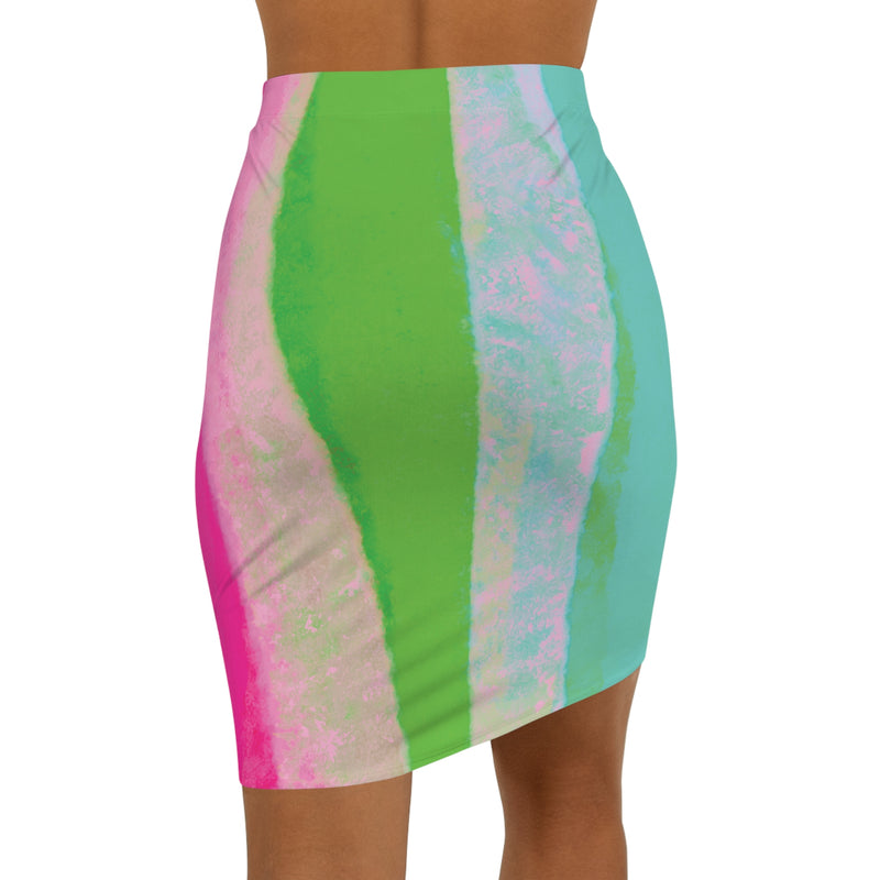 Pretty Neon Women's Mid-Waist Pencil Skirt (AOP)