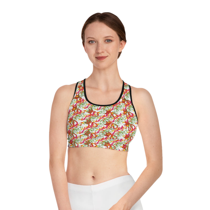 Freestyle flowers & logo Sports Bra (AOP)