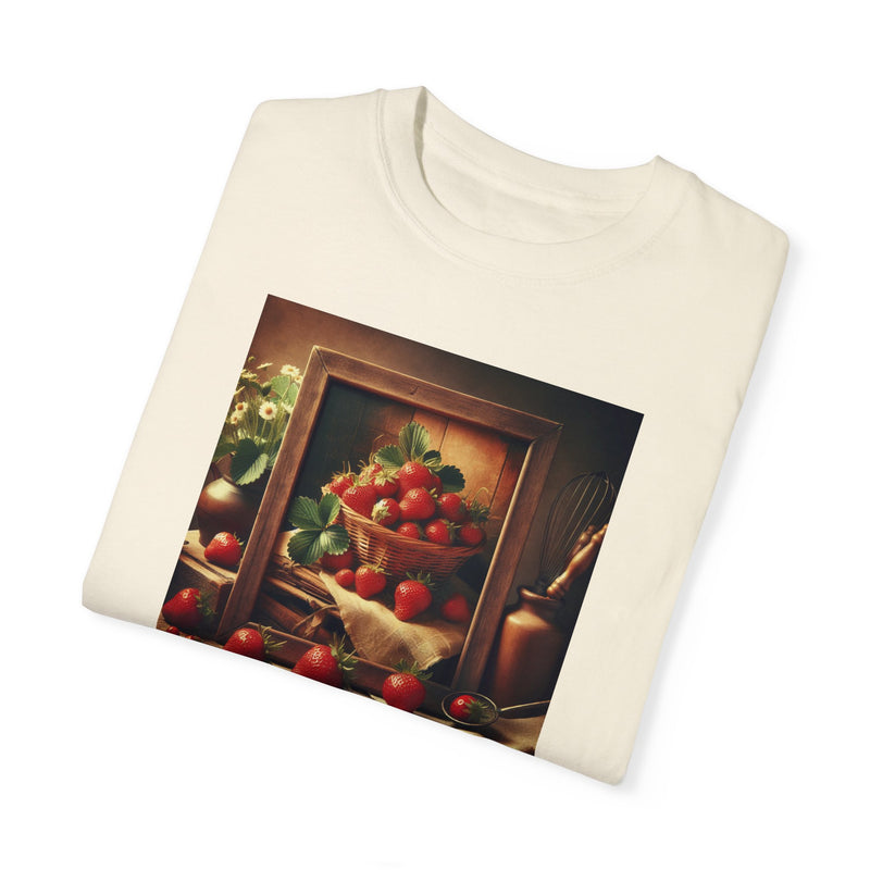 Strawberries Framed Unisex Garment-Dyed T-shirt