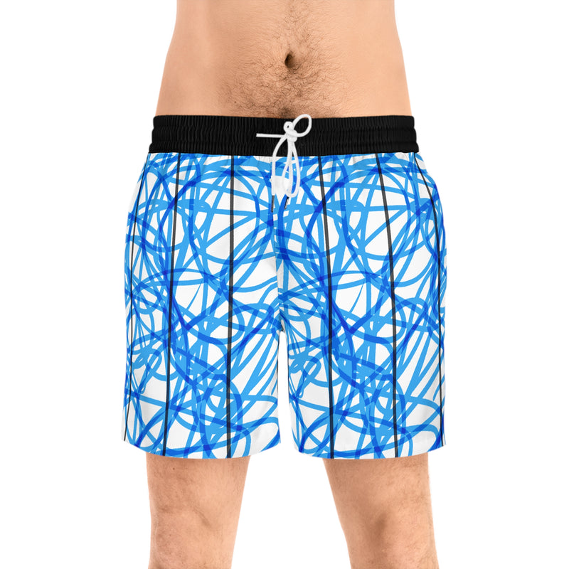 Swirl Grilled Men's Mid-Length Swim Shorts (AOP)