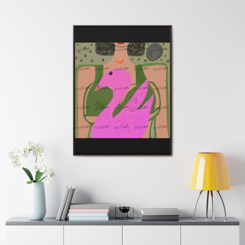 Lady & Flamingo Vertical Frame