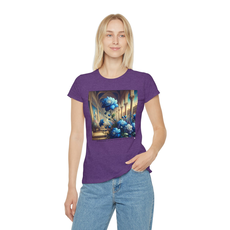 Women's Iconic T-Shirt - Sapphire Flowers Renaissance Background Design