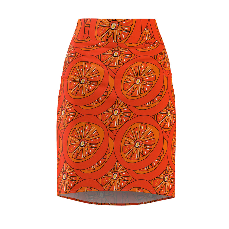 Tangie Orange Women's Pencil Skirt (AOP)