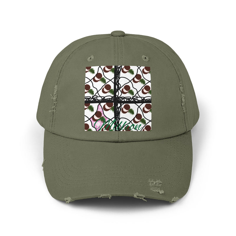 Coconut Pattern Unisex Distressed Cap