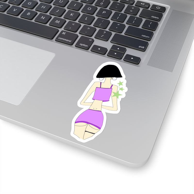 Sexy Girl In Purple Kiss-Cut Stickers