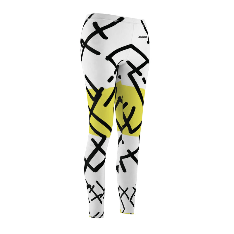 Black & Yellow Women's Cut & Sew Casual Leggings (AOP)